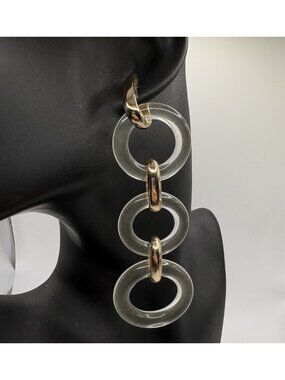 Revolve Valet Angelique Dangle Circle Tiered Earrings Statement Large Lucite